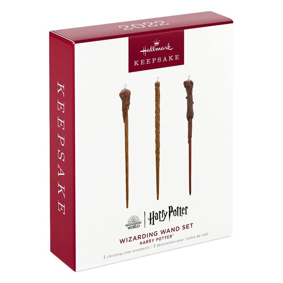 New! Harry Potter Wizarding Wand Set Hallmark Keepsake Metal Ornaments - Picture 1 of 5